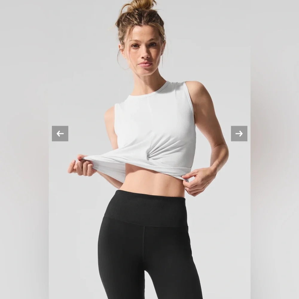 ALO Yoga Cover Tank Size Small $58 White - Picture 4 of 11
